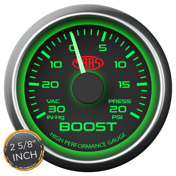 Boost Gauge 30IN-Hg-20psi 2 5/8" Black Muscle Series