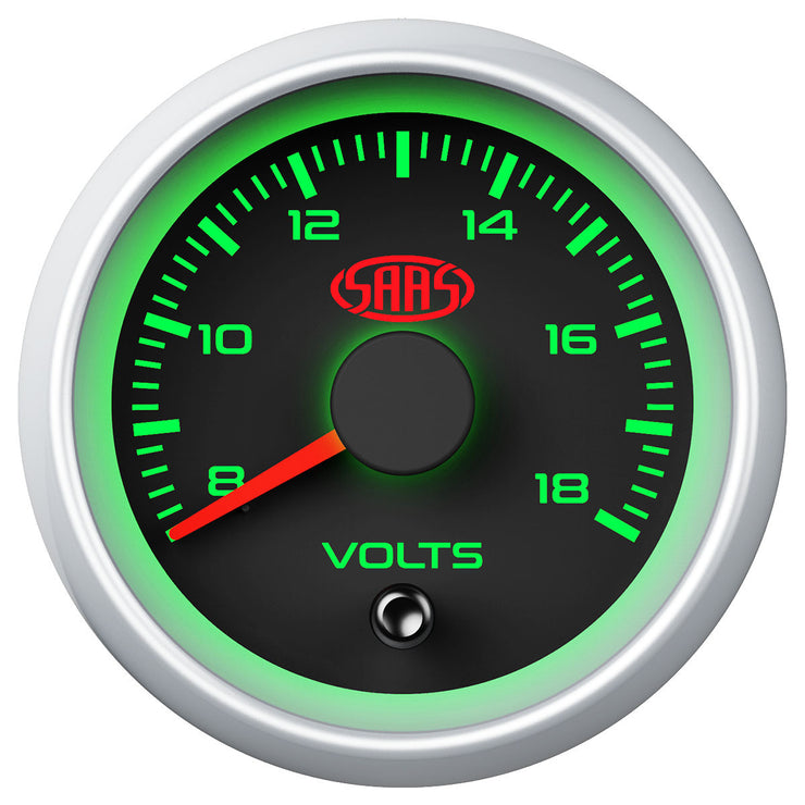 Volt Gauge 8v-18v 52mm Black Muscle Series 2
