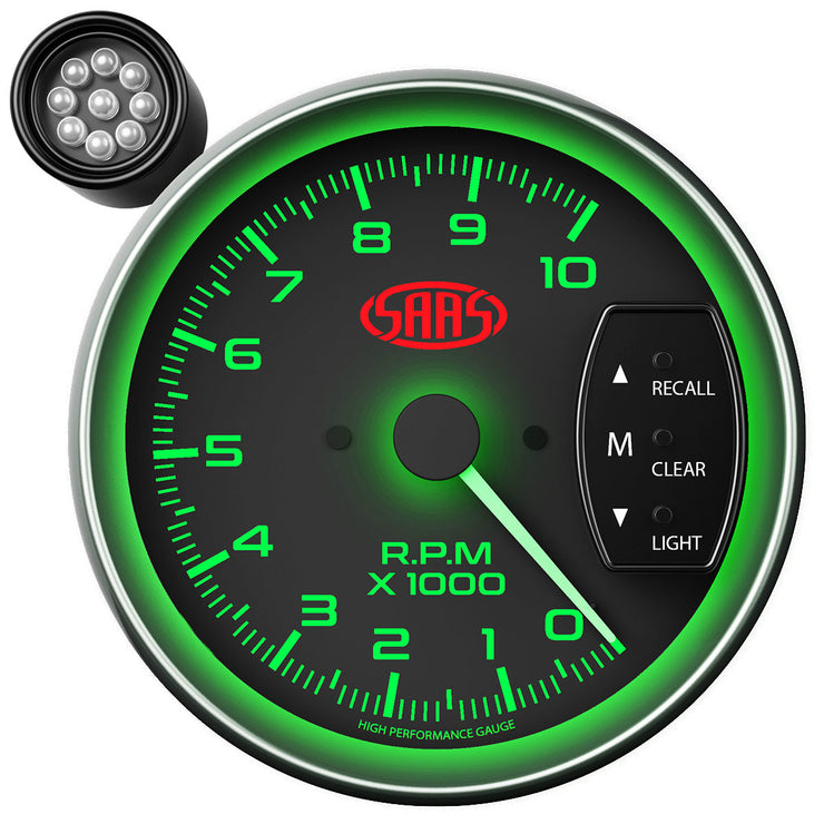 Tachometer 0-10k Shiftlite 5" Black Muscle Series