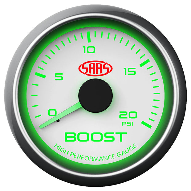 Boost Gauge Diesel 0-20psi 52mm White Muscle Series