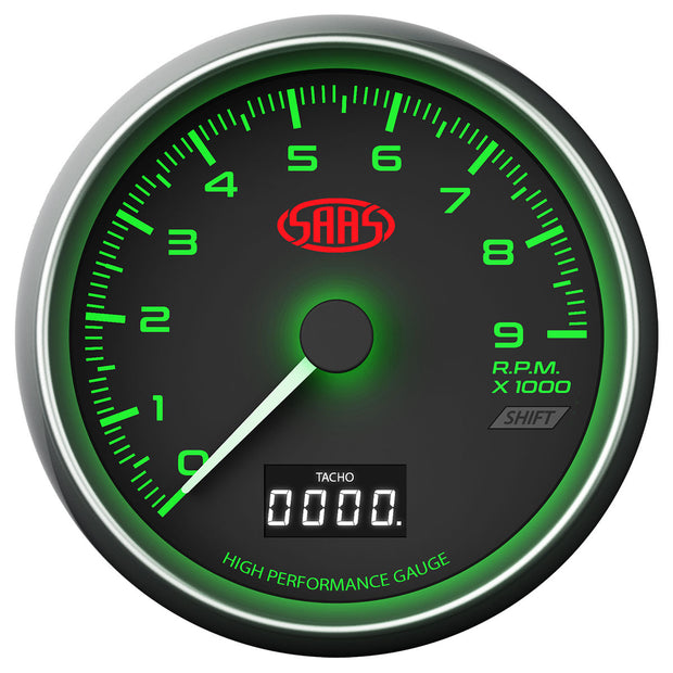 Tachometer 0-9k Shiftlite 3 1/2" 89mm In Dash Black Muscle Series