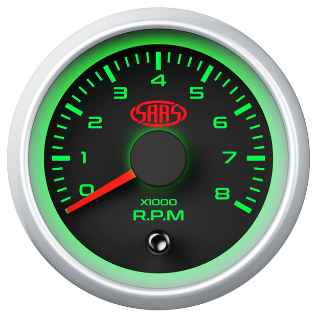 Tachometer 0-8k 52mm Black Muscle Series 2