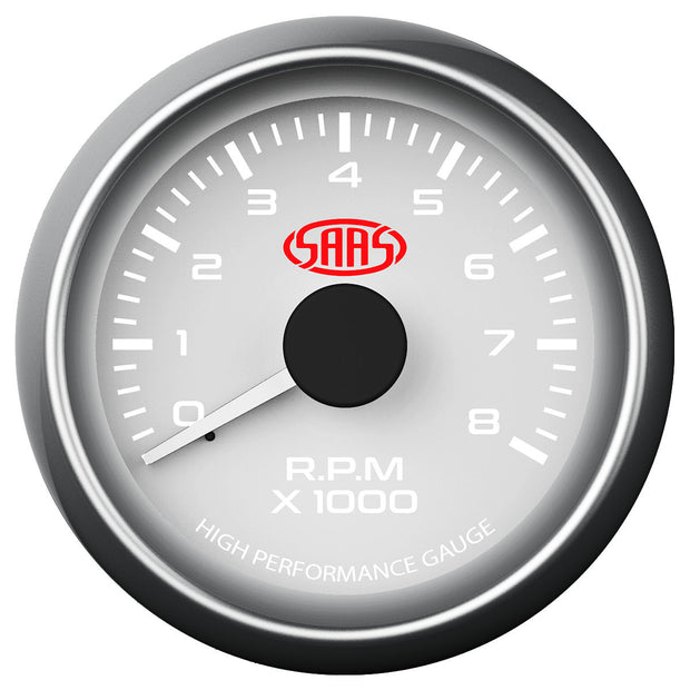 Tachometer 0-8k 52mm White Muscle Series