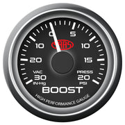 Boost Gauge 30inHg-20psi 52mm Black Muscle Series