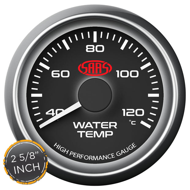 Water Temp Gauge 40°-120° 2 5/8" Black Muscle Series