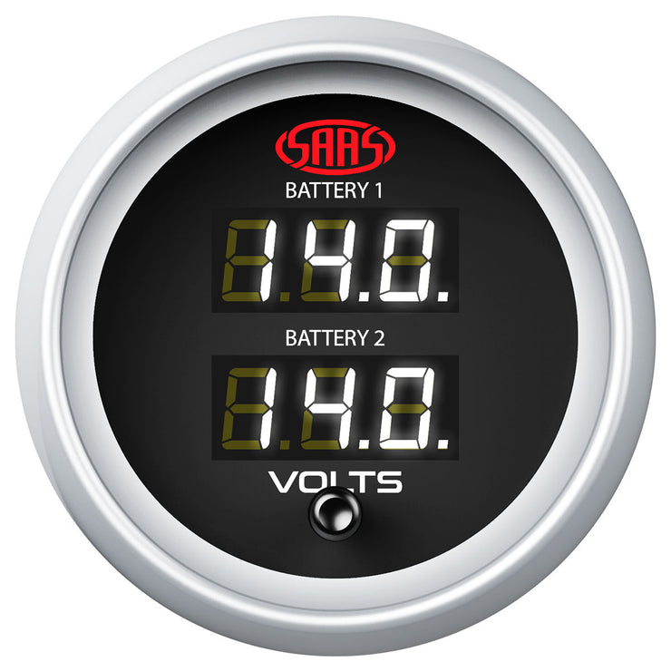 Dual Volt Digital Gauge 8v-18v 52mm Black Muscle Series 2