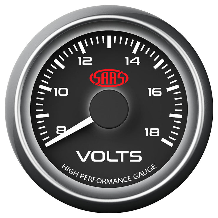 Volt Gauge 8v-18v 52mm Black Muscle Series