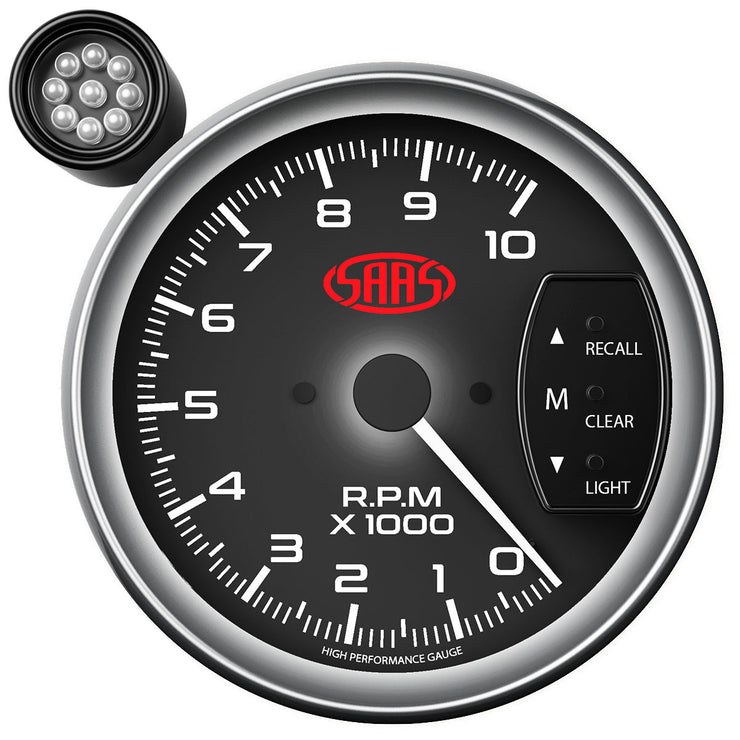 Tachometer 0-10k Shiftlite 5" Black Muscle Series