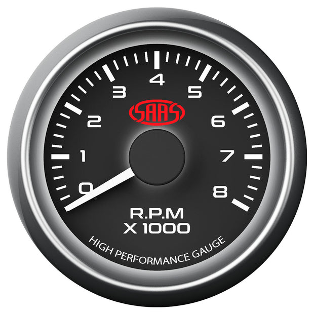 Tachometer 0-8k 52mm Black Muscle Series