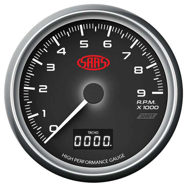 Tachometer 0-9k Shiftlite 3 1/2" 89mm In Dash Black Muscle Series
