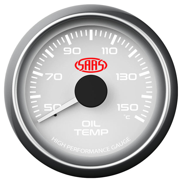 Oil Temp Gauge 50°-150° 52mm White Muscle Series