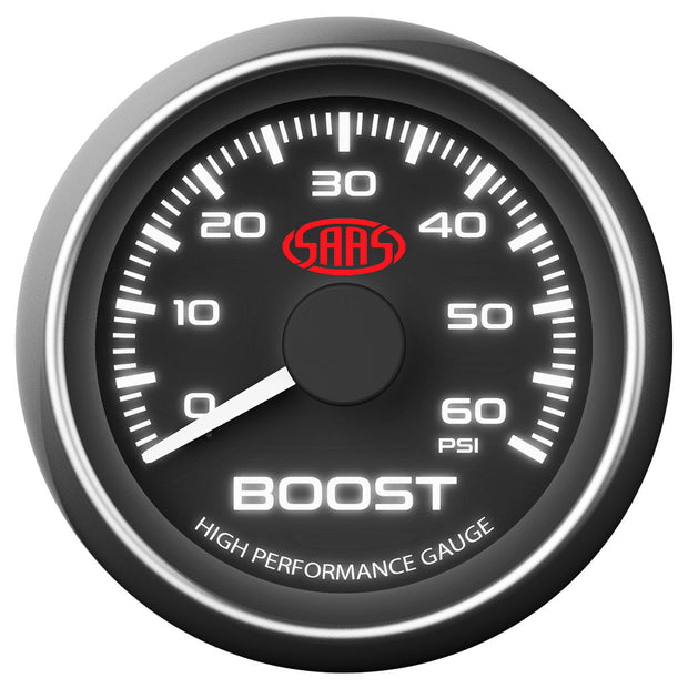 Boost Gauge Diesel 0-60psi 52mm Black Muscle Series