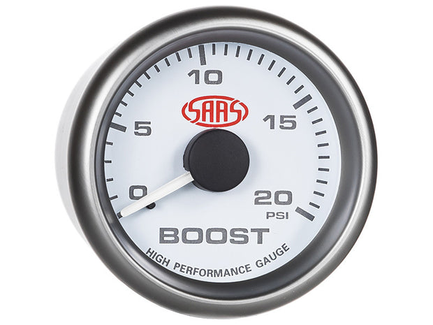 Boost Gauge Diesel 0-20psi 52mm White Muscle Series