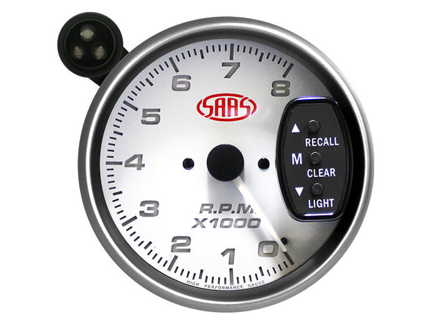 Tachometer 0-8k Shiftlite 3-3/4 White Muscle Series