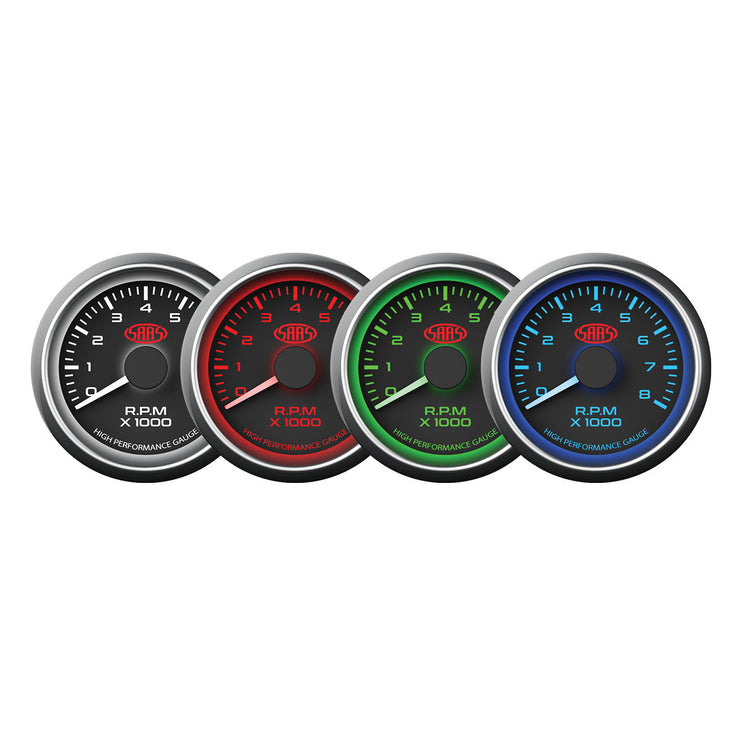 Tachometer 0-8k 52mm Black Muscle Series