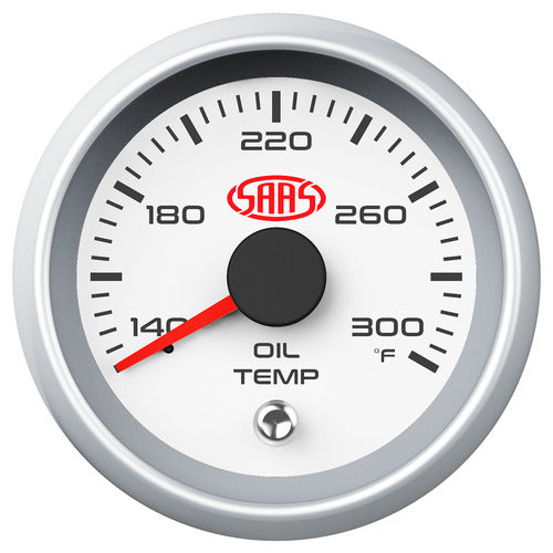 SAAS Oil Temp Gauge 52mm White Muscle Series II