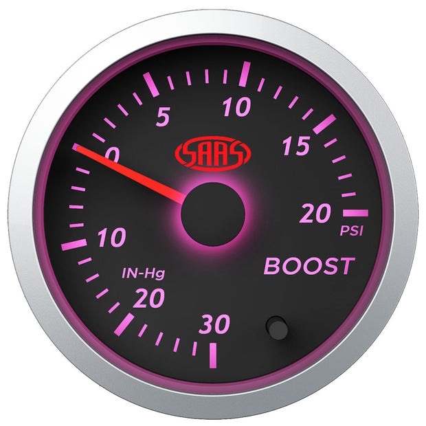 Boost Gauge 30inHg-20psi 52mm Black Street Series