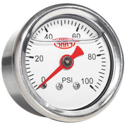 Fuel Press Gauge 100psi Liquid Filled 41mm White